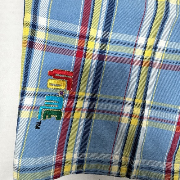 Yo Me‎ Men's 36 Long Plaid Shorts Y2K Hip Hop Blue Skater Academia Jorts EUC - Picture 10 of 12